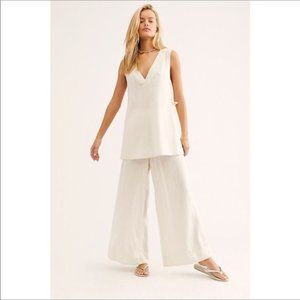 Free People 2 Piece Cream Pant Set Milly Size L
